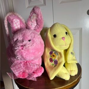 Kids Plush Easter Basket Set Bunny + Chick Spring Baskets